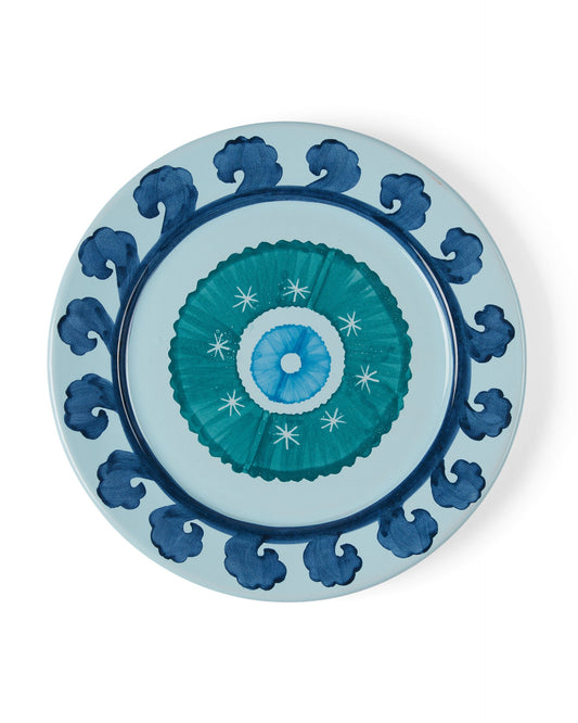 Circle Charger Plate in Blue & Teal
