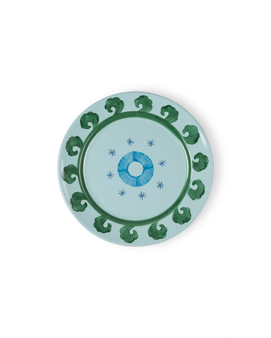 Circle Dinner Plate in Blue & Green