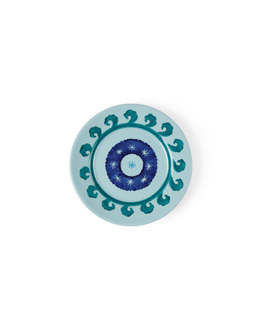 Circle Dessert Plate in Blue & Teal