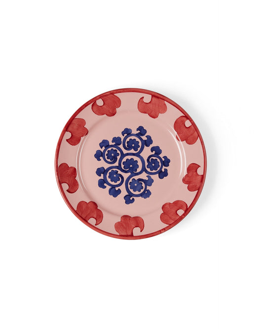 Flower Dinner Plate in Pink, Blue, & Red