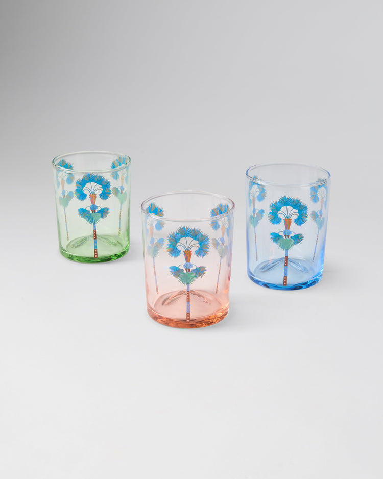 Palm Tumbler Glass in Blue