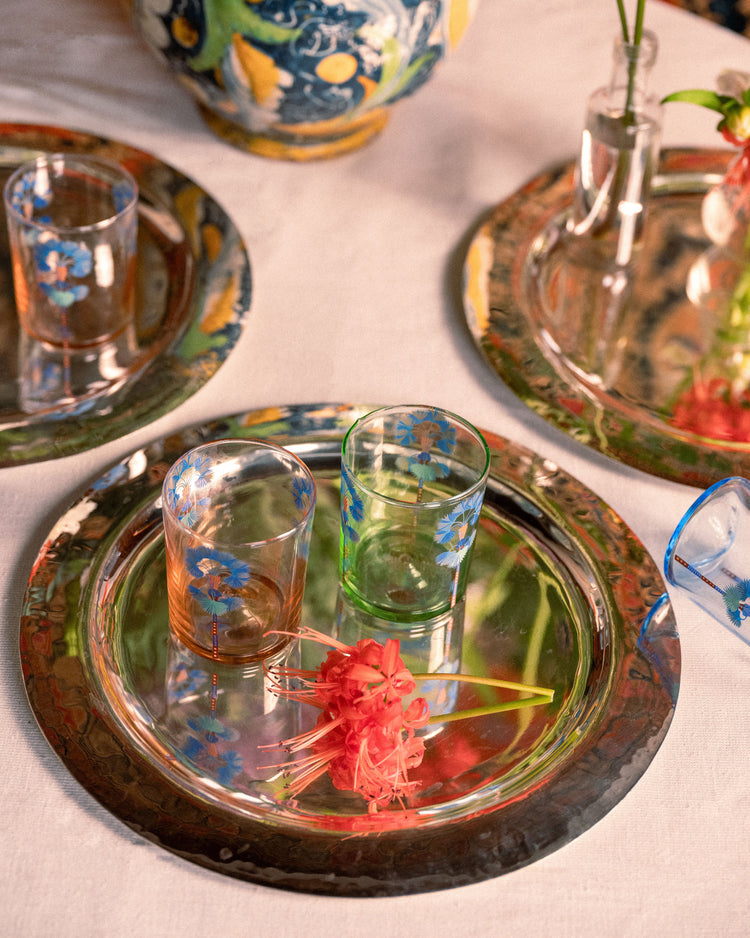Palm Tumbler Glass in Blue