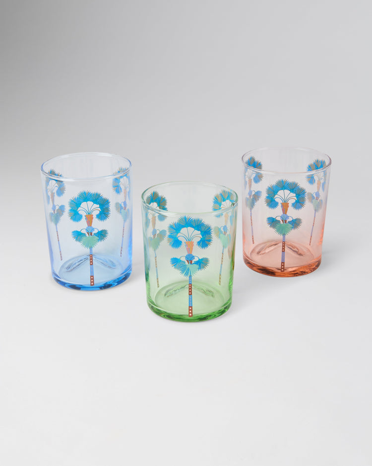 Palm Tumbler Glass in Blue
