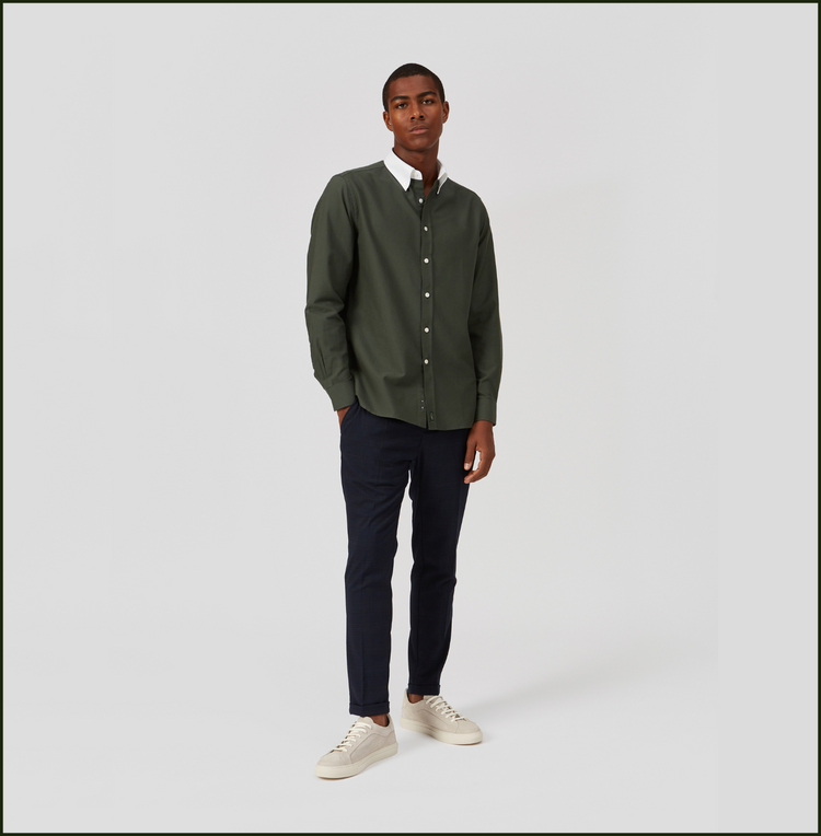 ‘Le Original’ Hunter Green Contrast Oxford Shirt