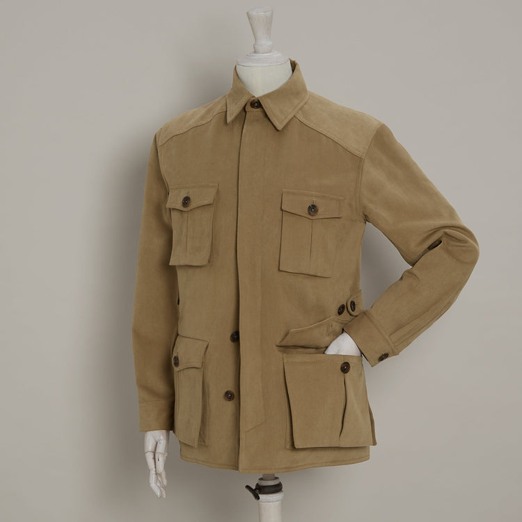 Heavy Drill Cotton Travel Jacket in Taupe