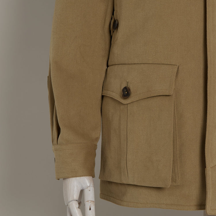 Heavy Drill Cotton Travel Jacket in Taupe