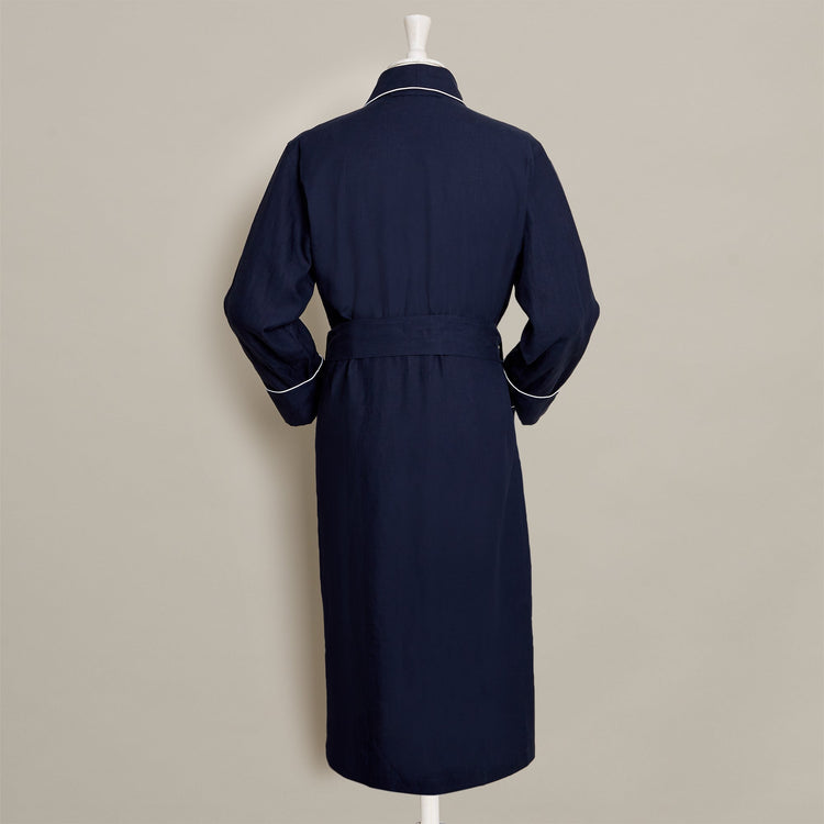 Linen Dressing Gown In Navy