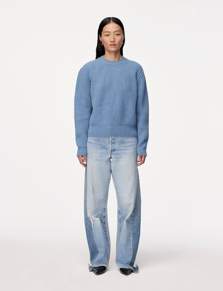 Cashmere Ribbed Sweater in Cornflower