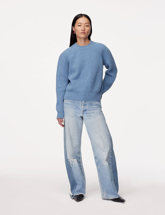 Cashmere Ribbed Sweater in Cornflower