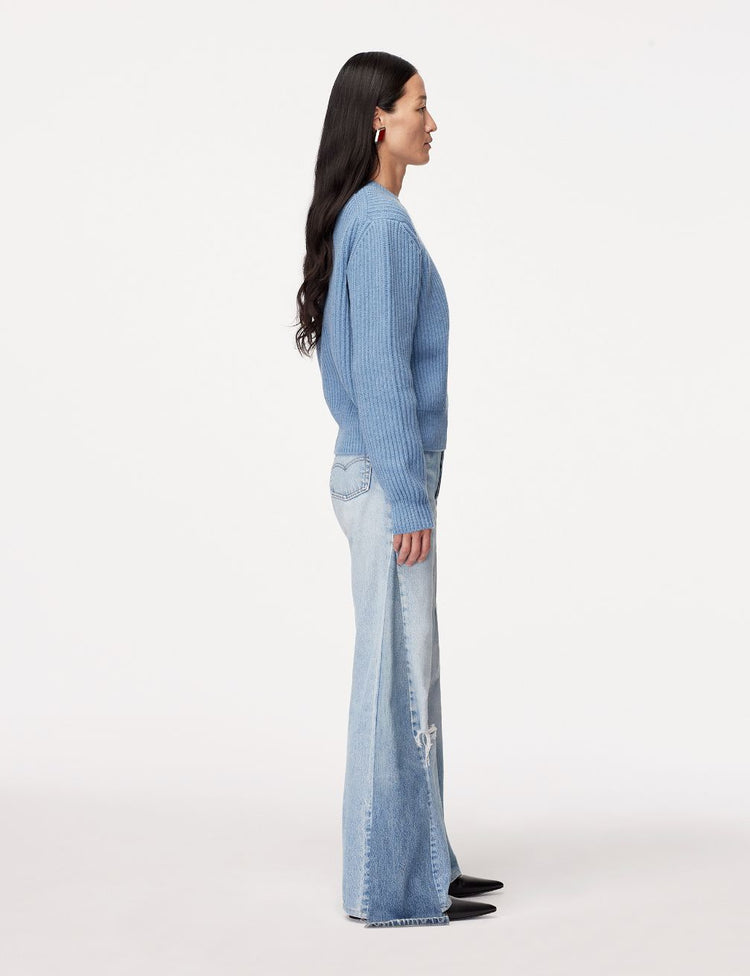 Cashmere Ribbed Sweater in Cornflower