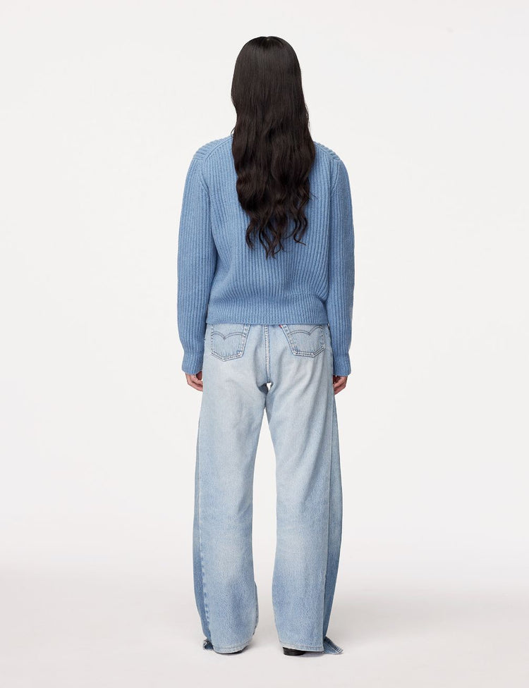 Cashmere Ribbed Sweater in Cornflower