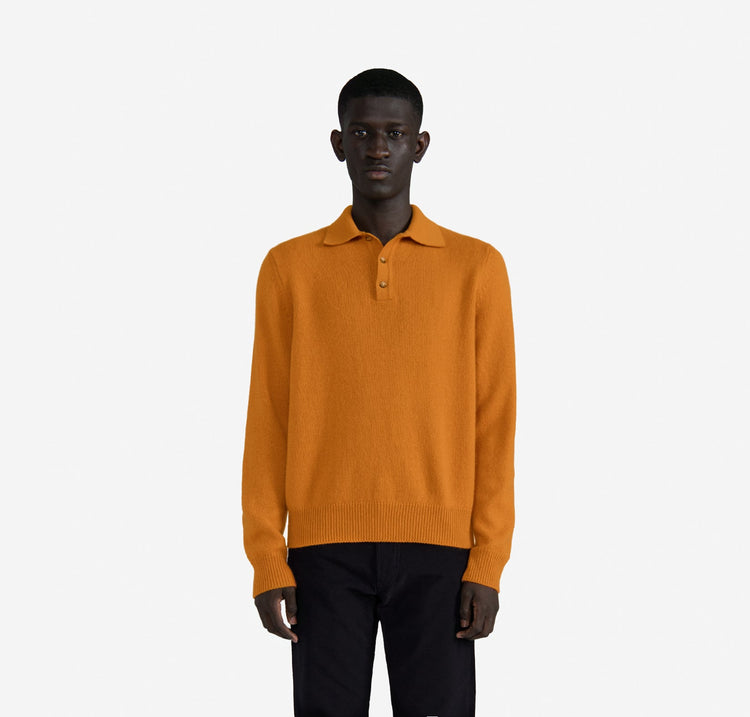 Harry Unisex Cashmere Polo in Burnt Orange