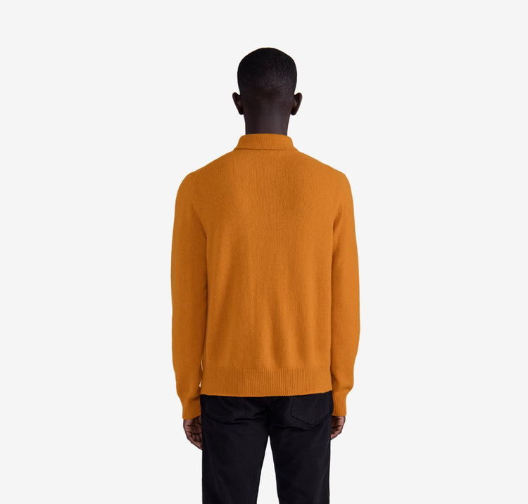 Harry Unisex Cashmere Polo in Burnt Orange