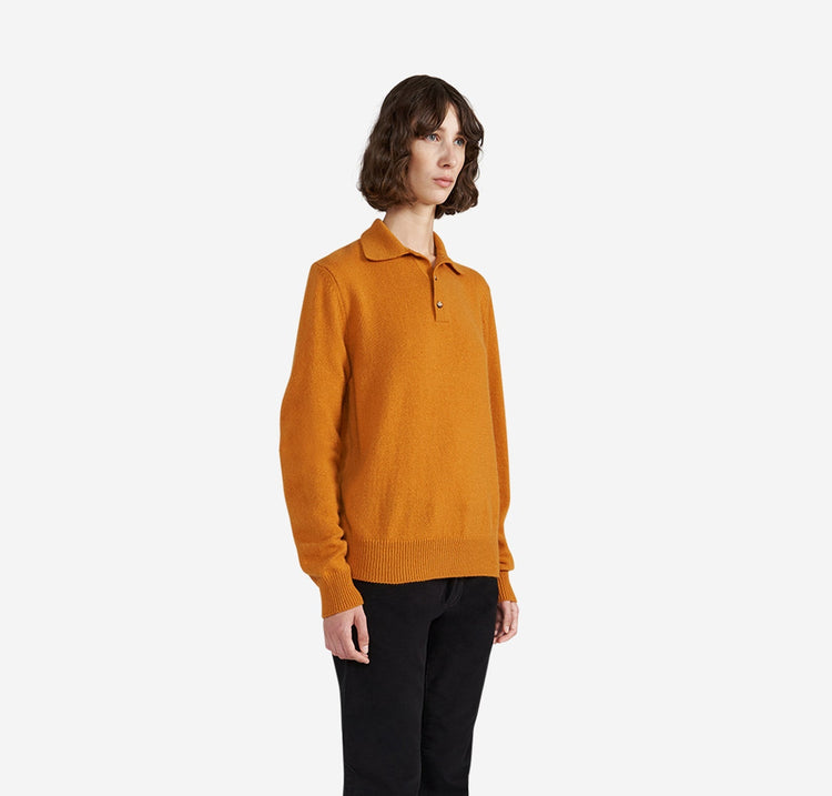 Harry Unisex Cashmere Polo in Burnt Orange