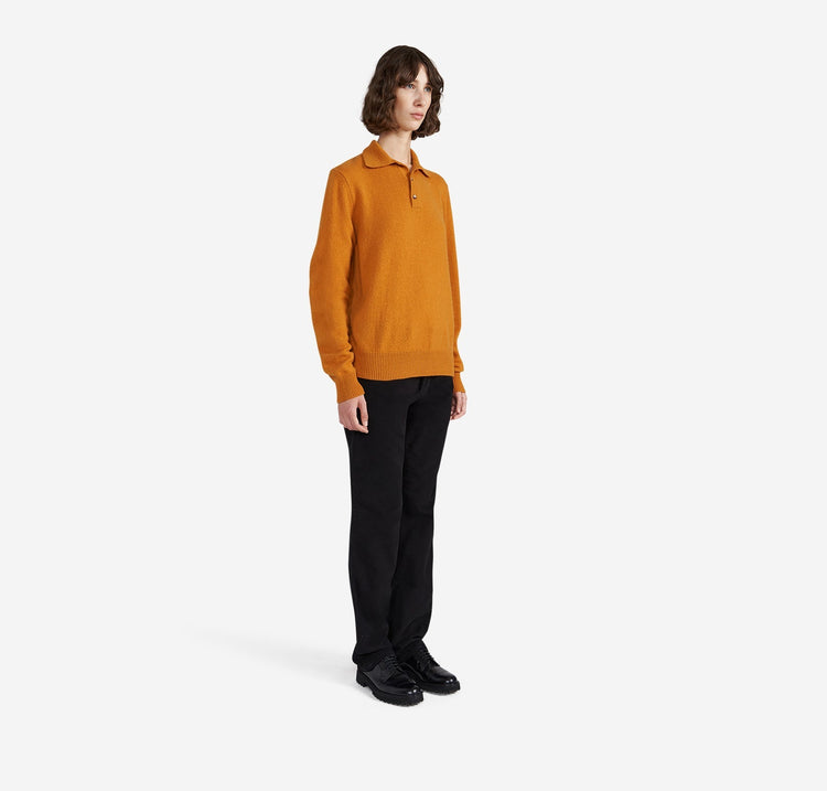 Harry Unisex Cashmere Polo in Burnt Orange