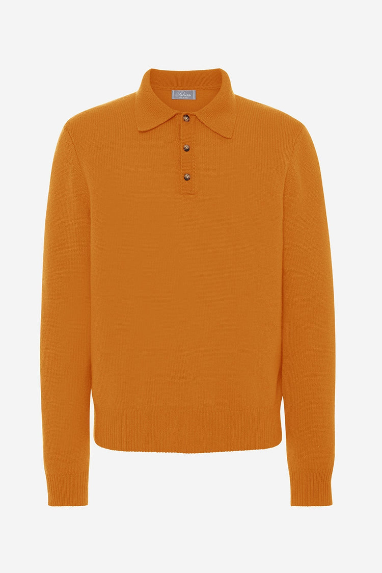 Harry Unisex Cashmere Polo in Burnt Orange