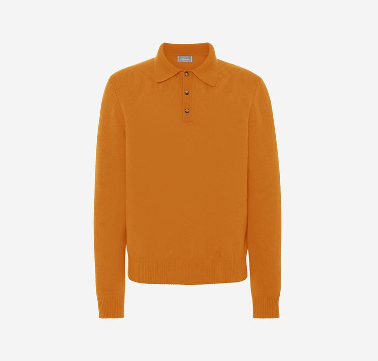 Harry Unisex Cashmere Polo in Burnt Orange