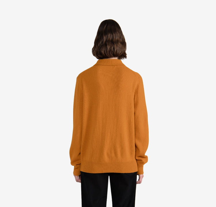 Harry Unisex Cashmere Polo in Burnt Orange