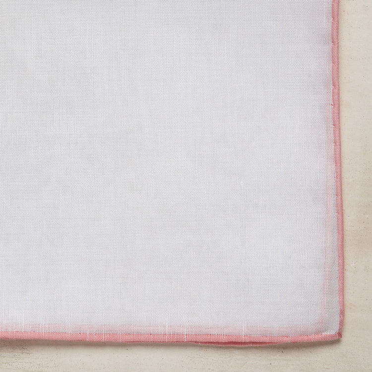 Linen & Cotton Pocket Square with Pink Edge