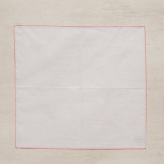 Linen & Cotton Pocket Square with Pink Edge