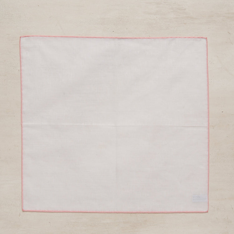 Linen & Cotton Pocket Square with Pink Edge
