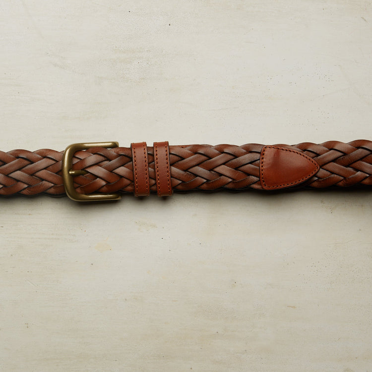Woven Leather Belt in Brown