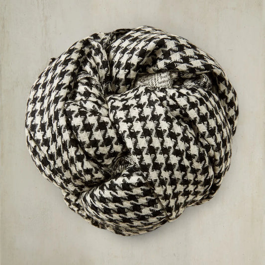 Woven Houndstooth Cashmere Scarf