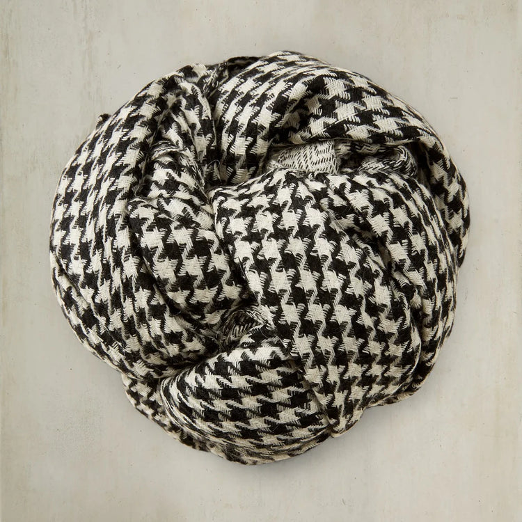 Woven Houndstooth Cashmere Scarf