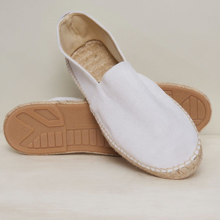 Suede Espadrilles With Rubber Sole in Light Grey