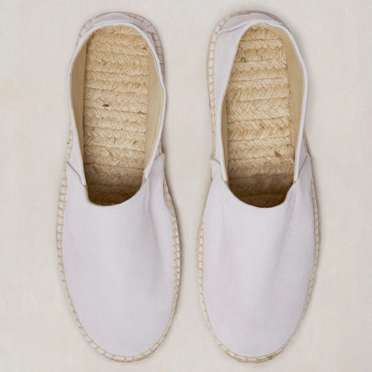 Suede Espadrilles With Rubber Sole in Light Grey