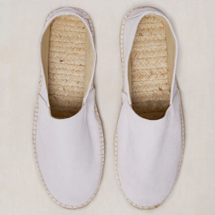 Suede Espadrilles With Rubber Sole in Light Grey