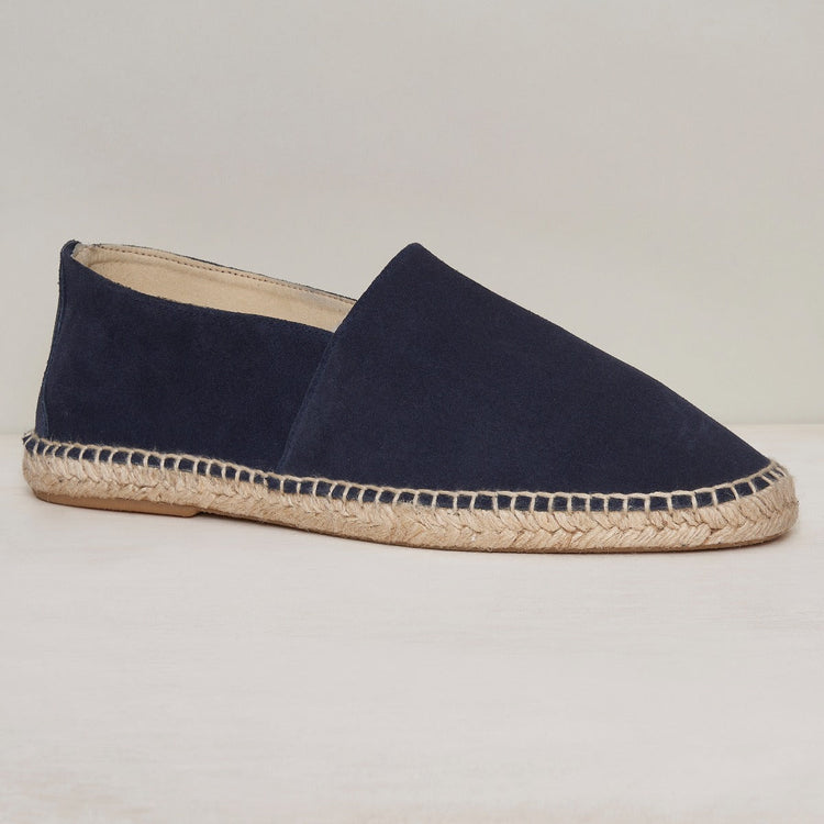 Suede Espadrilles With Rubber Sole in Navy