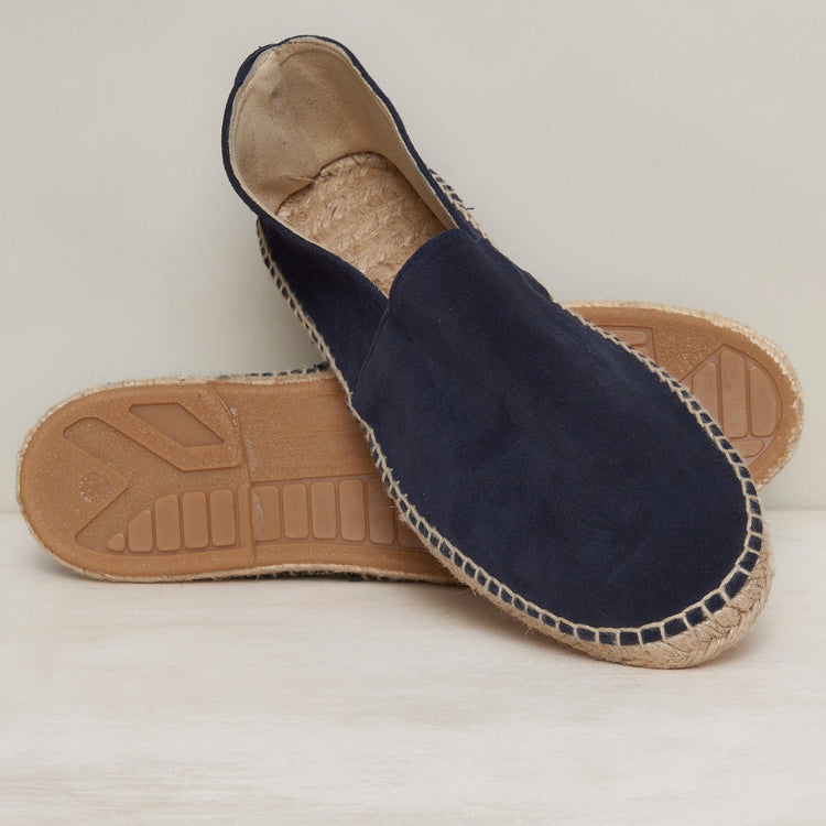 Suede Espadrilles With Rubber Sole in Navy
