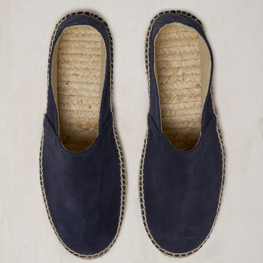 Suede Espadrilles With Rubber Sole in Navy