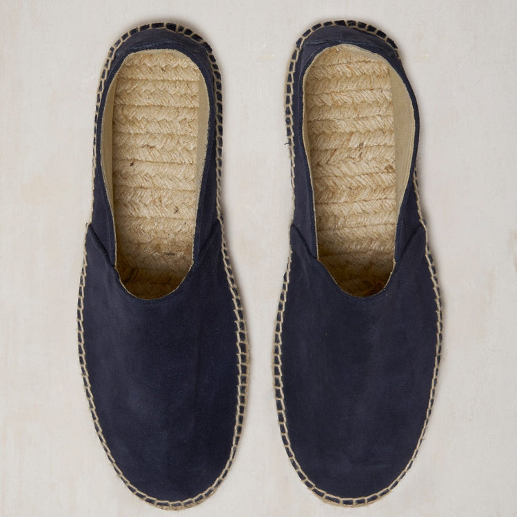 Suede Espadrilles With Rubber Sole in Navy