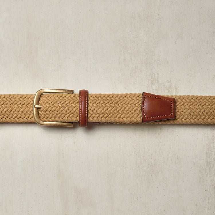 Cotton Elastic Woven Belt in Dark Natural