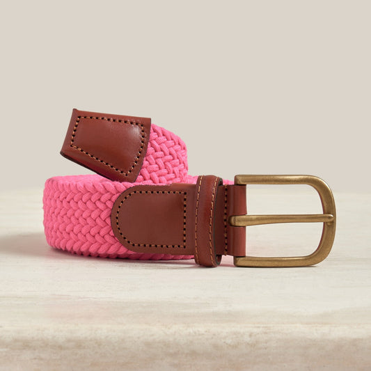 Cotton Elastic Woven Belt in Dark Pink