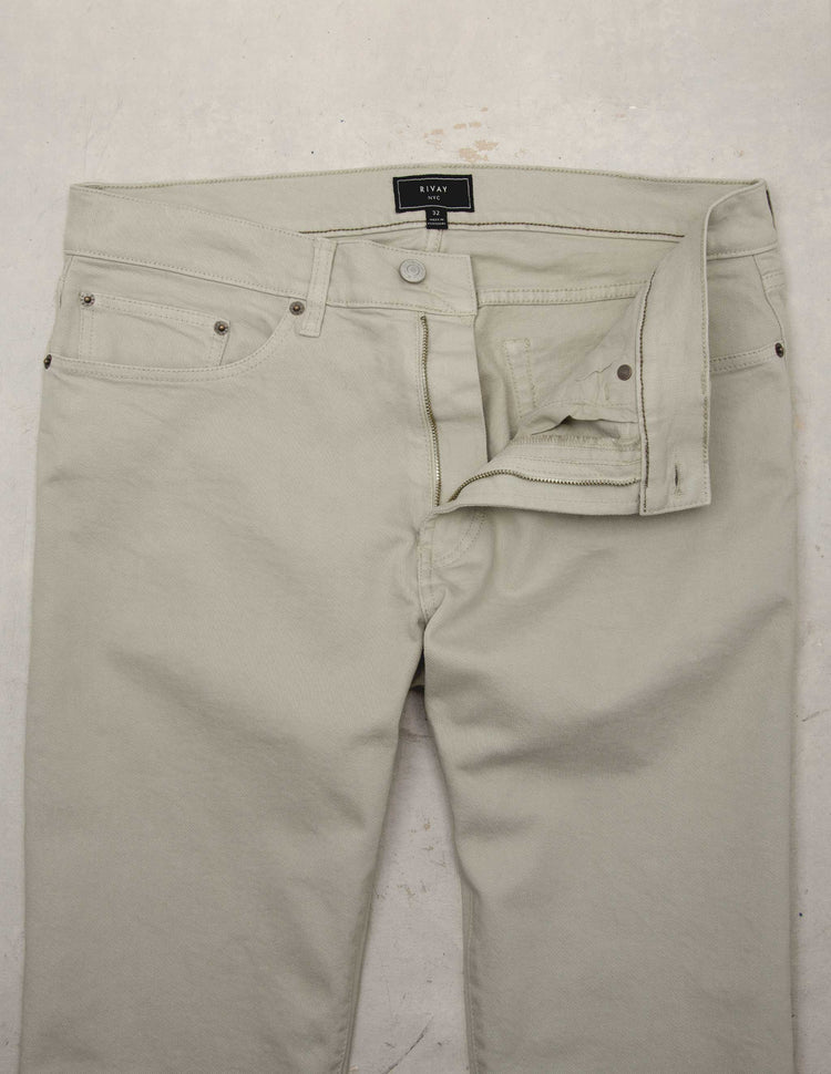 Wade Garment Dyed Five Pocket Pant in Stone Grey