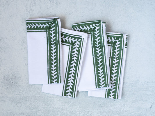 Dinner Napkins (Set of Four) in Vine Border, Sage