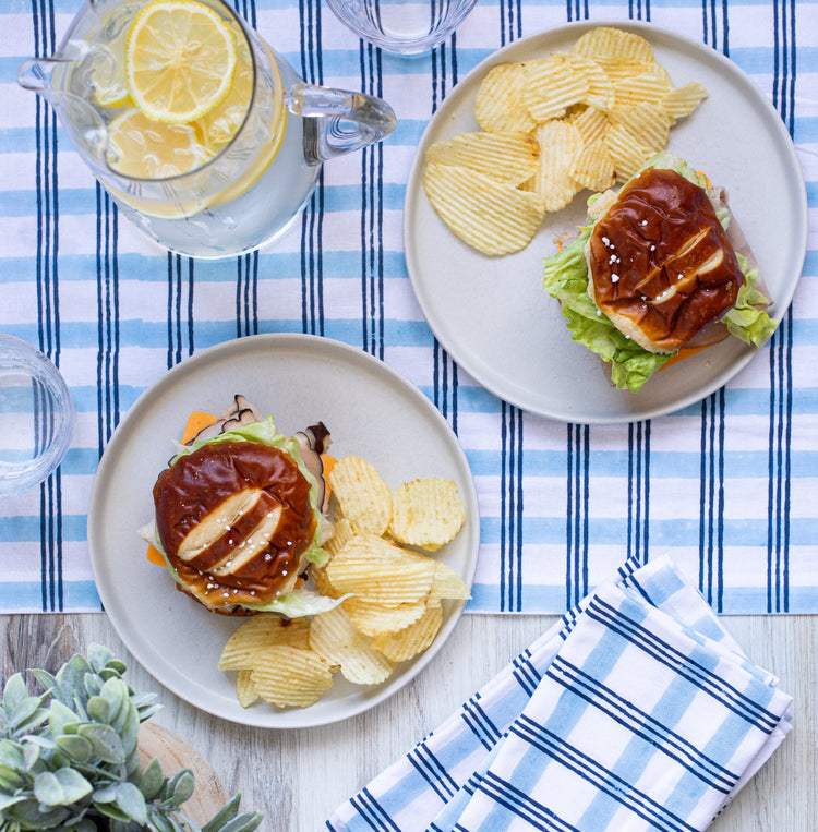 Dinner Napkins (Set of Four) in Plaid, Navy & Uniform Blue
