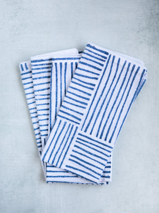 Dinner Napkins (set of 4) - Striped (Large), Navy