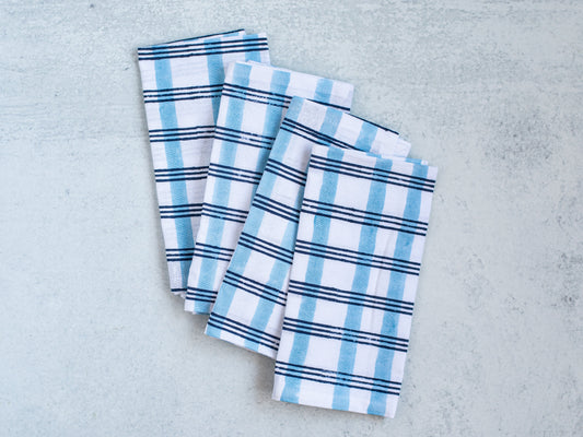 Dinner Napkins (Set of Four) in Plaid, Navy & Uniform Blue