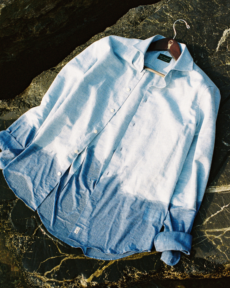 Classic Light-Blue Linen-Blend Shirt