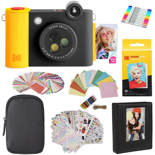 Smile+ 2-in-1 Digital Instant Print Camera Gift Bundle in Black