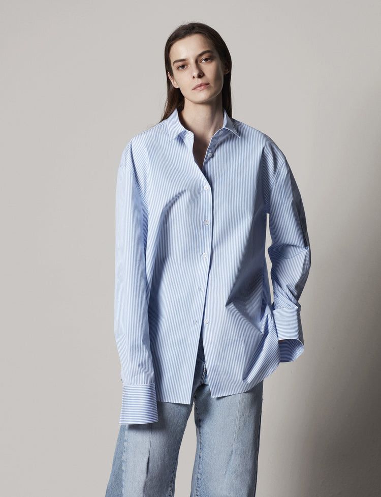 Oversized Men's Shirt in Blue Stripe
