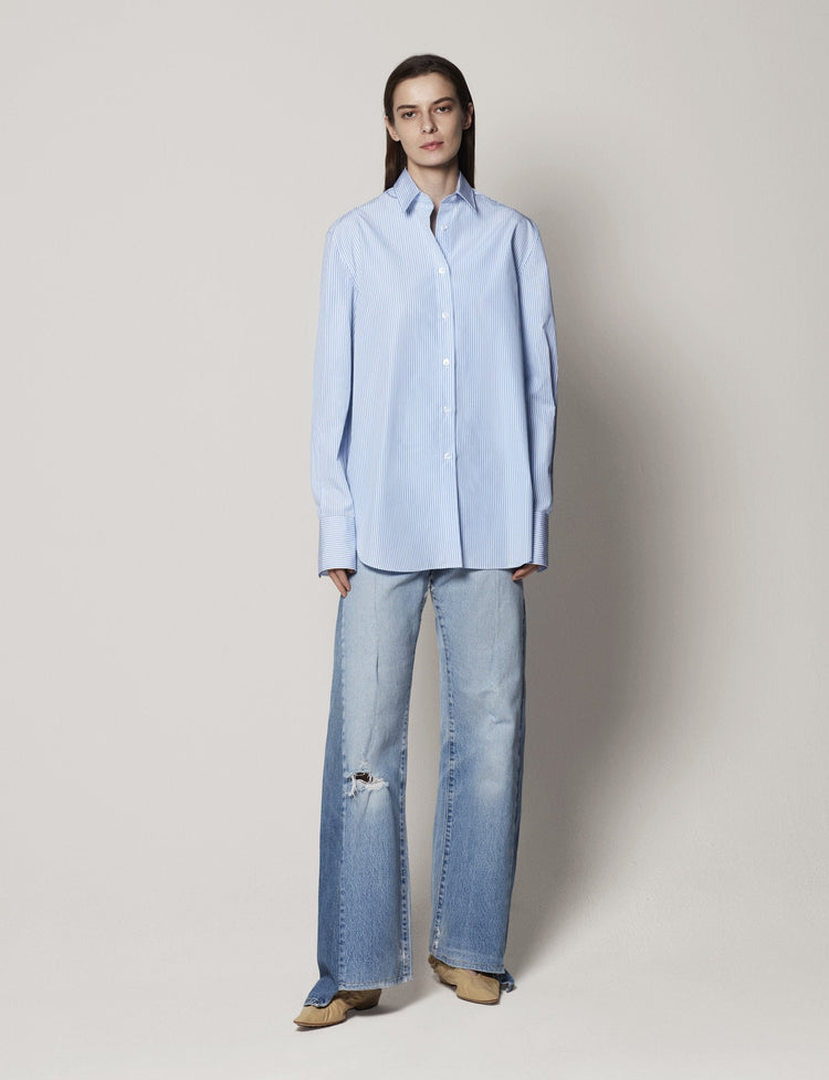 Oversized Men's Shirt in Blue Stripe