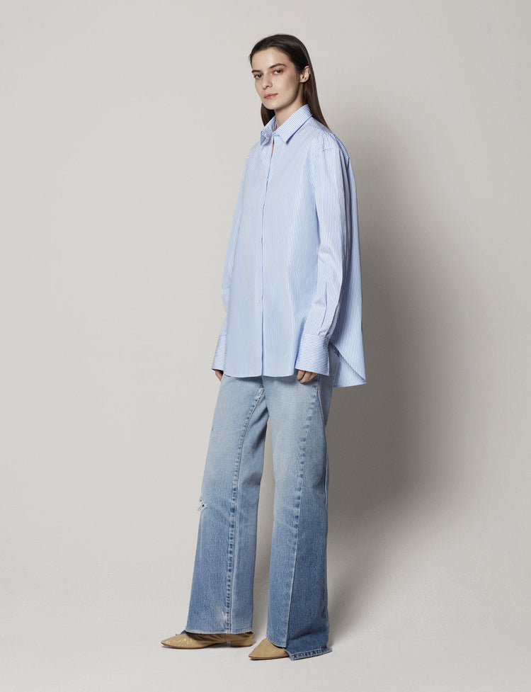 Oversized Men's Shirt in Blue Stripe
