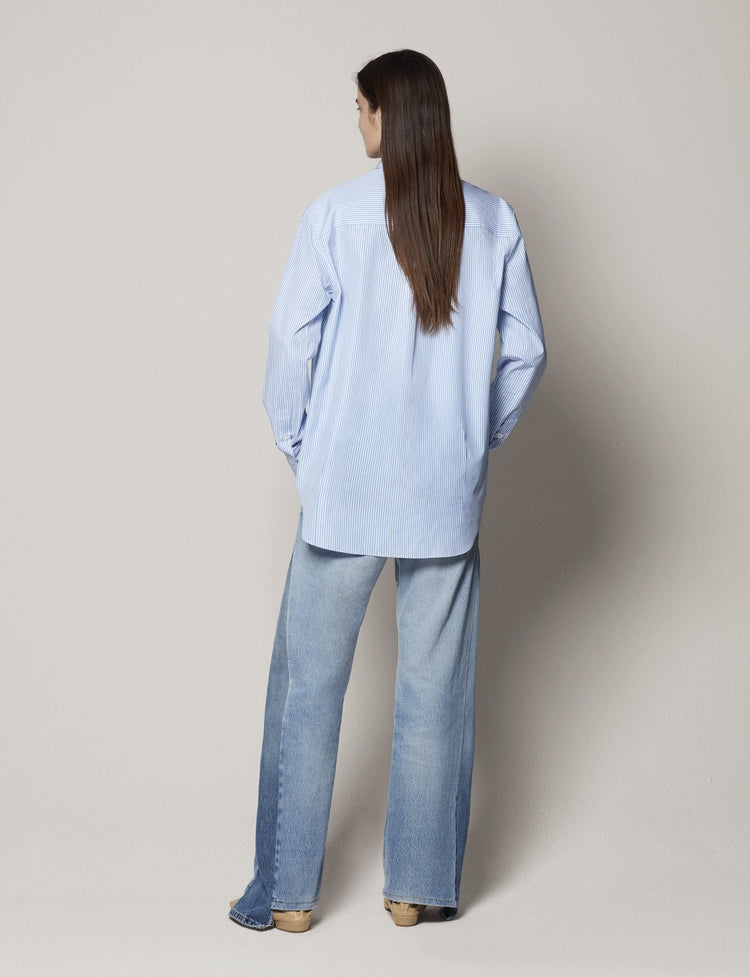 Oversized Men's Shirt in Blue Stripe