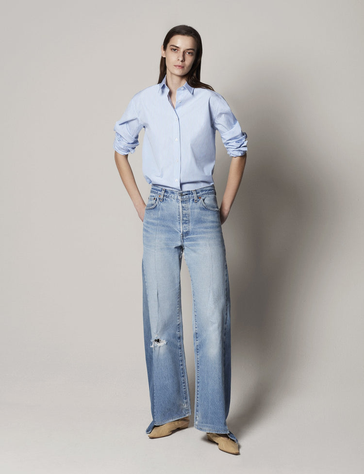 Oversized Men's Shirt in Blue Stripe