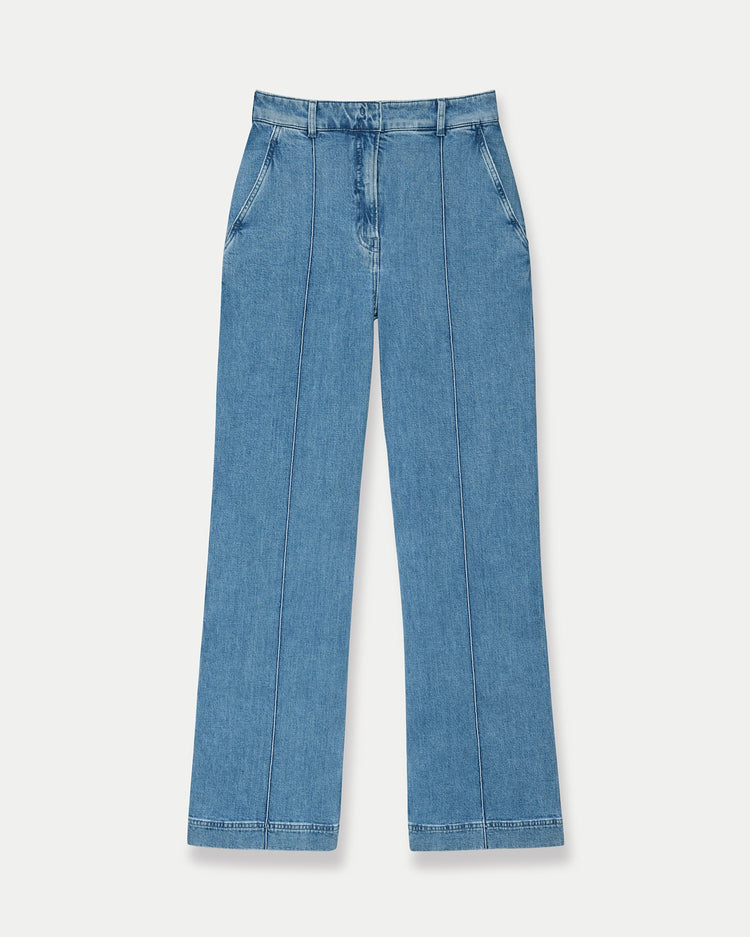 High Waisted Denim Trouser